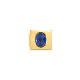 Nomination COMPOSABLE GLAM FAC, CZ Element aus Edelstahl, mit facettiertem Cubic Zirconia verziert, gelbgold PVD-beschichtet (04_BLAU)